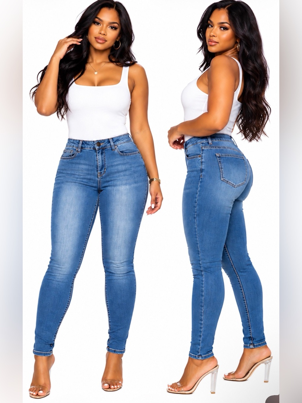 Fashion Nova Medium Wash Stretch Skinny Jeans